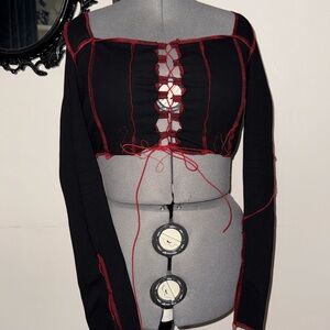 Fashion Nova Black Top with Red Trim